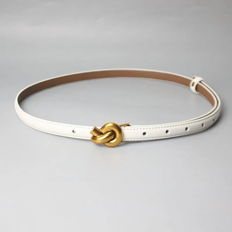 Cinto de Couro Branco Fino - Roberta Store Web