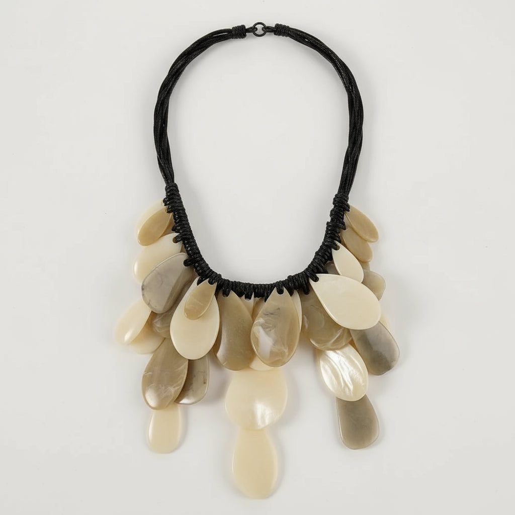 Colar Feminino Artesanal Grande com Pingentes Ovais