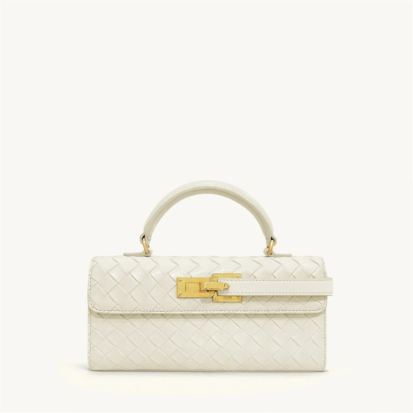 Bolsa Feminina de Mão com Textura Trançada com Fecho Dourado