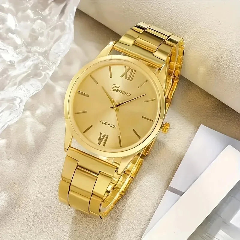 Relógio Feminino Dourado com Pulseiras