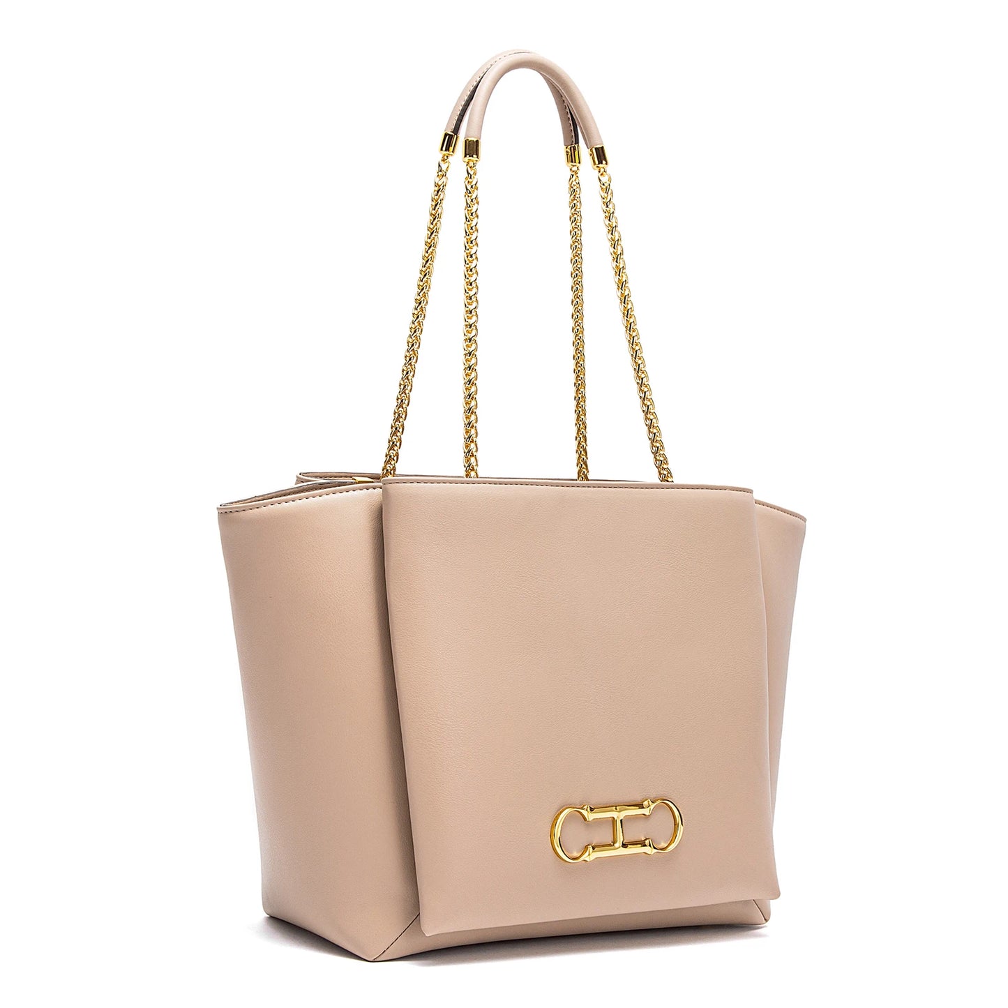 Bolsa Feminina Grande com Alças Douradas – Design Estruturado