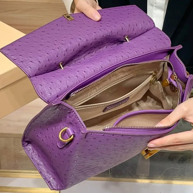 Bolsa Feminina Lilás Estruturada com Textura Premium