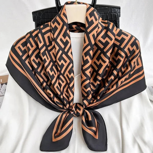 Lenço de Linho Estampado Dourado Unissex