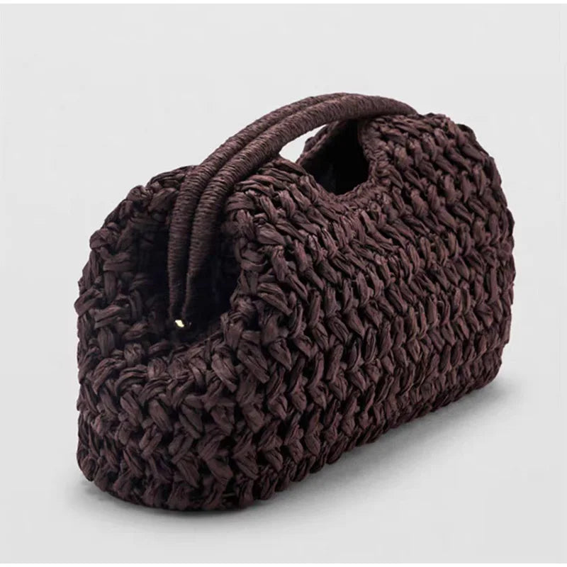 Bolsa de Palha Feminina com Alça de Mão em Fibra Natural
