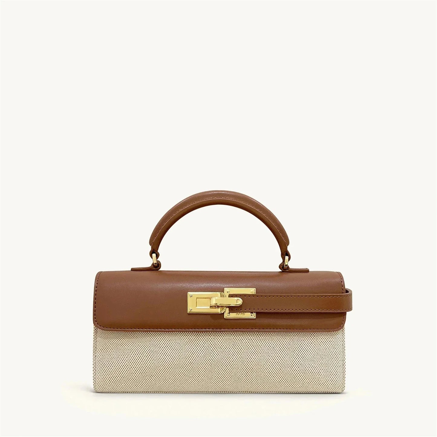 Bolsa Feminina de Mão com Textura Trançada com Fecho Dourado
