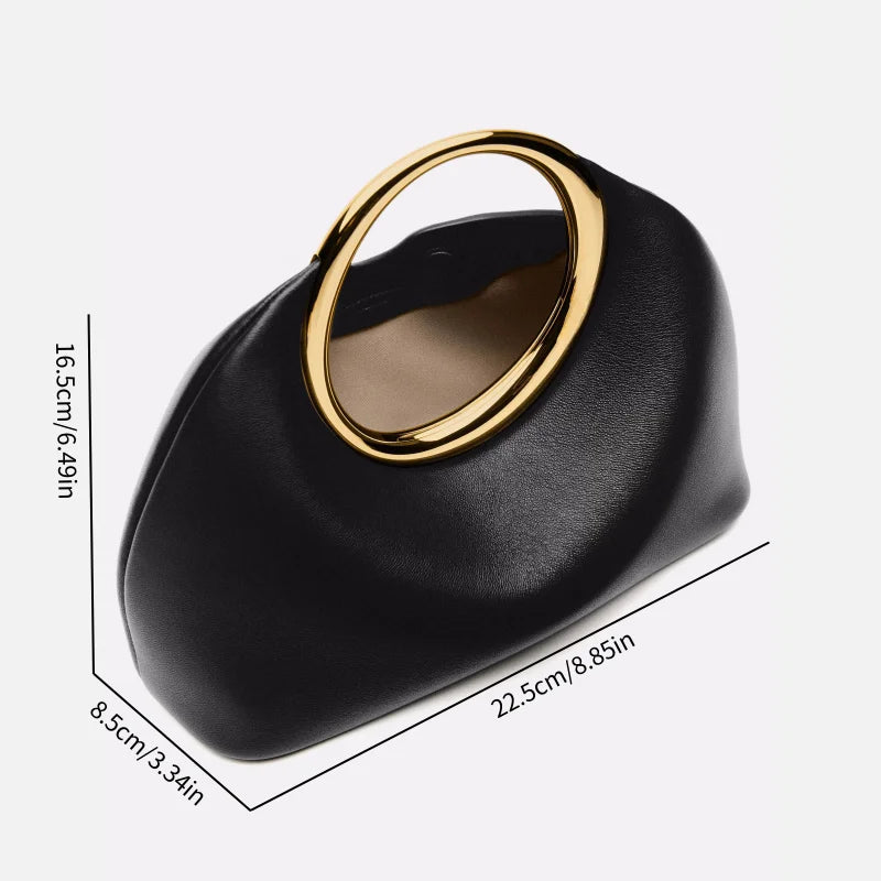 Bolsa Clutch Feminina com Alça Metálica Dourada