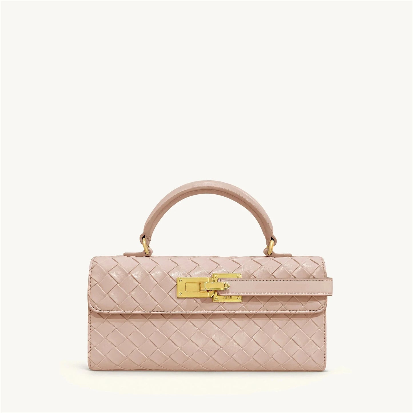 Bolsa Feminina de Mão com Textura Trançada com Fecho Dourado