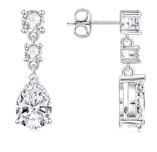 Brinco Feminino de Prata Moissanite