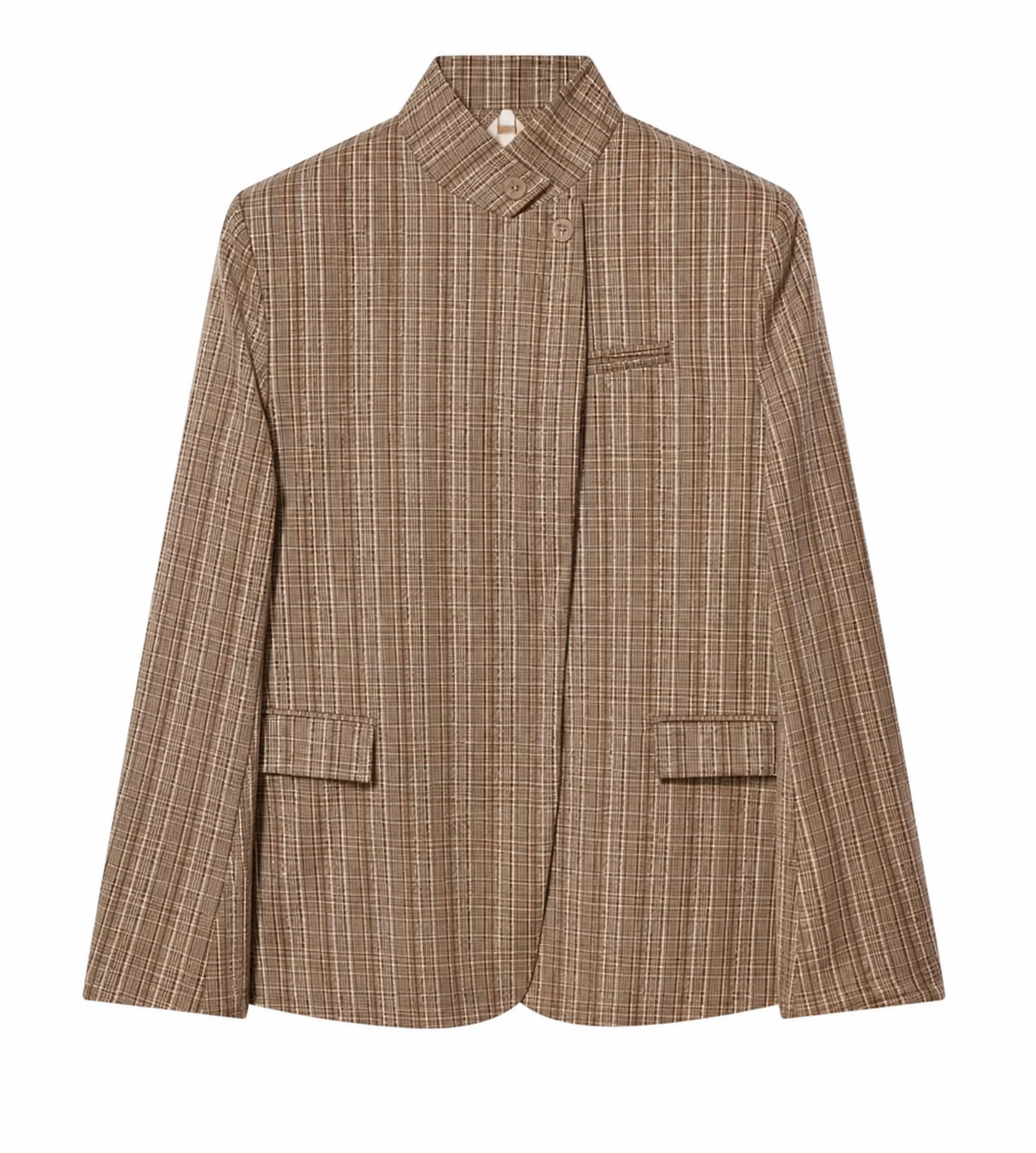 Blazer Feminino Xadrez de Alfaiataria Gola Elegante
