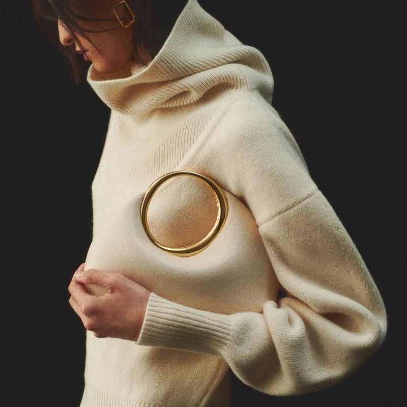 Bolsa Clutch Feminina com Alça Metálica Dourada