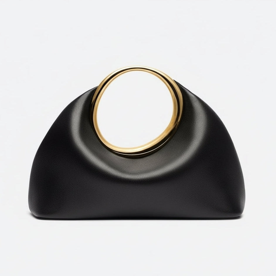 Bolsa Clutch Feminina com Alça Metálica Dourada