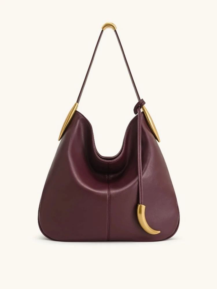 Bolsa Feminina de Ombro Minimalista com Detalhes Dourados - jw