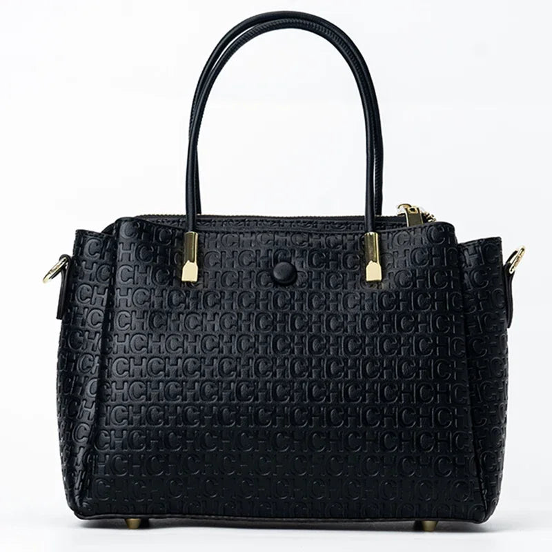 Bolsa Feminina Estruturada em Couro de Mão e Transversal