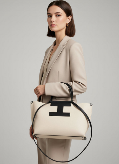 Bolsa Feminina Estruturada com Alça Dupla e Detalhe Frontal – Modelo Premium