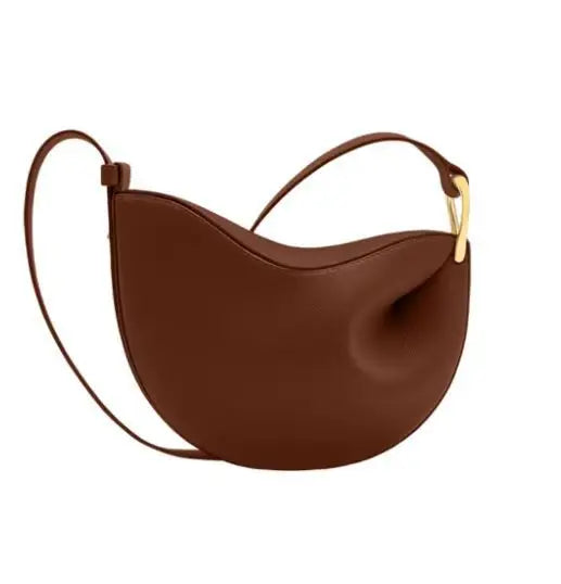 Bolsa feminina marrom com design minimalista, feita em couro ecológico premium. Ideal para looks elegantes