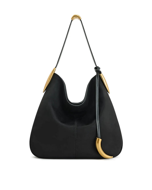 Bolsa Feminina de Ombro Minimalista com Detalhes Dourados