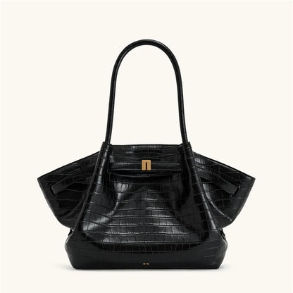 Bolsa Feminina de Couro Croc Preto – Design Premium