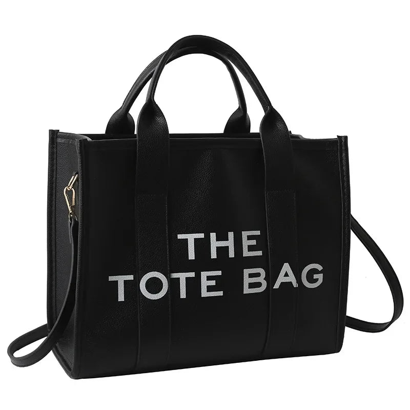 Bolsa Tote Feminina Estruturada em Couro Preta - Tote Bag