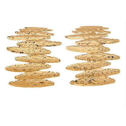 Brinco Feminino Dourado Texturizado Grande