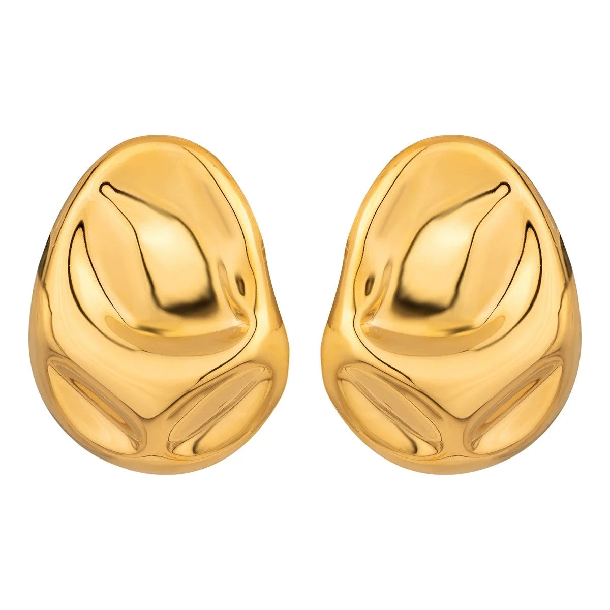 Brinco dourado feminino escultural com design moderno e acabamento premium