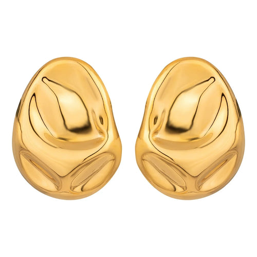 Brinco dourado feminino escultural com design moderno e acabamento premium