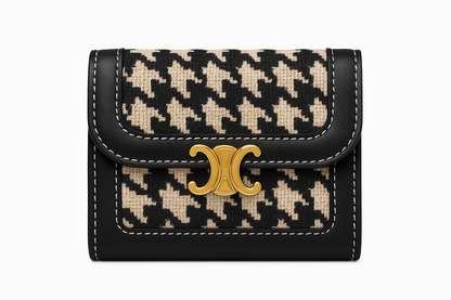 Carteira Feminina Premium Porta Cartões com Estampa Pied de Poule