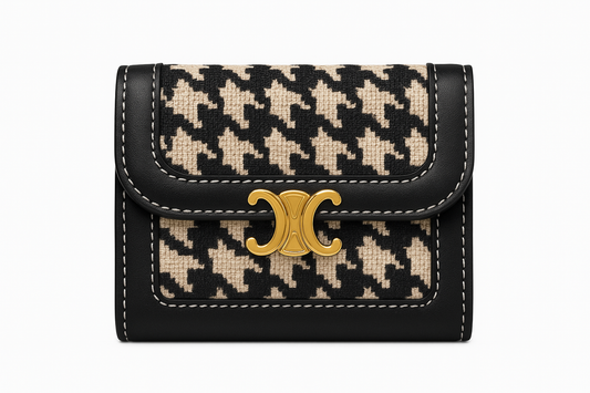 Carteira Feminina Premium Porta Cartões com Estampa Pied de Poule