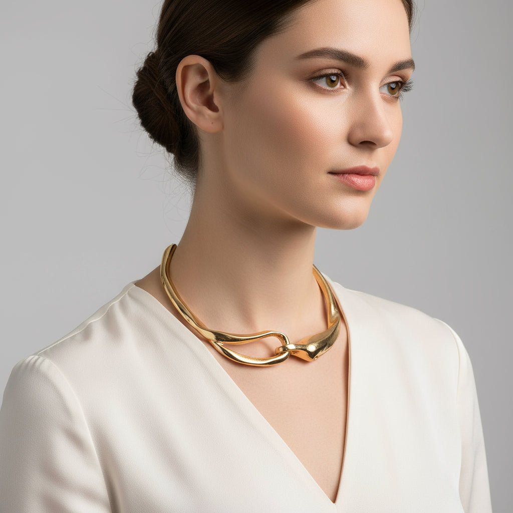 Gargantilha Feminina Dourada Moderna | Colar Premium de Luxo