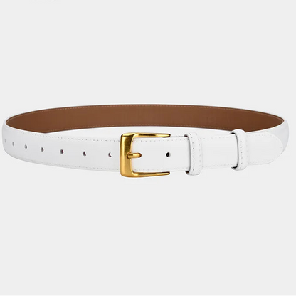 Cinto Feminino Premium em Couro com Fivela Dourada – Ajustável e Elegante
