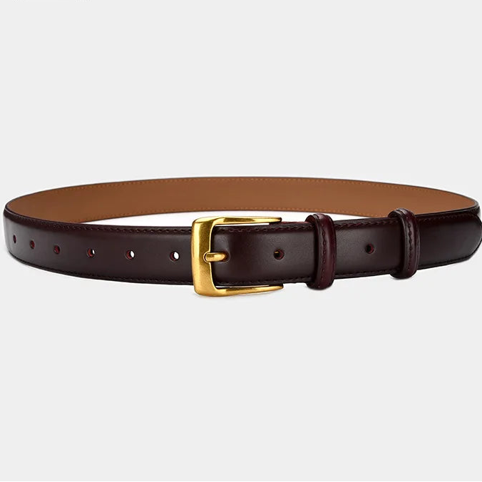 Cinto Feminino Premium em Couro com Fivela Dourada – Ajustável e Elegante
