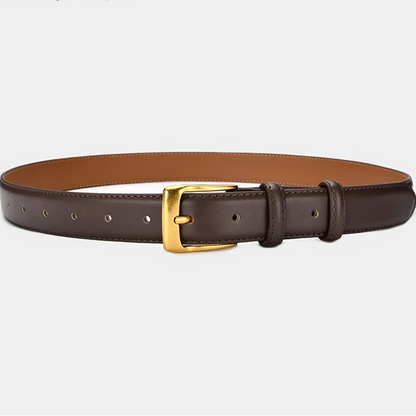 Cinto Feminino Premium em Couro com Fivela Dourada – Ajustável e Elegante