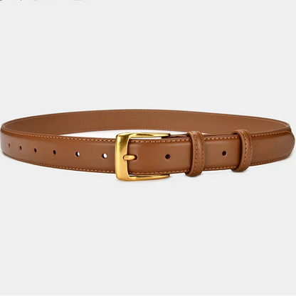 Cinto Feminino Premium em Couro com Fivela Dourada – Ajustável e Elegante