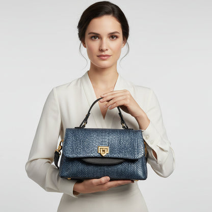 Bolsa Feminina Estruturada com Textura Croco - Design Premium