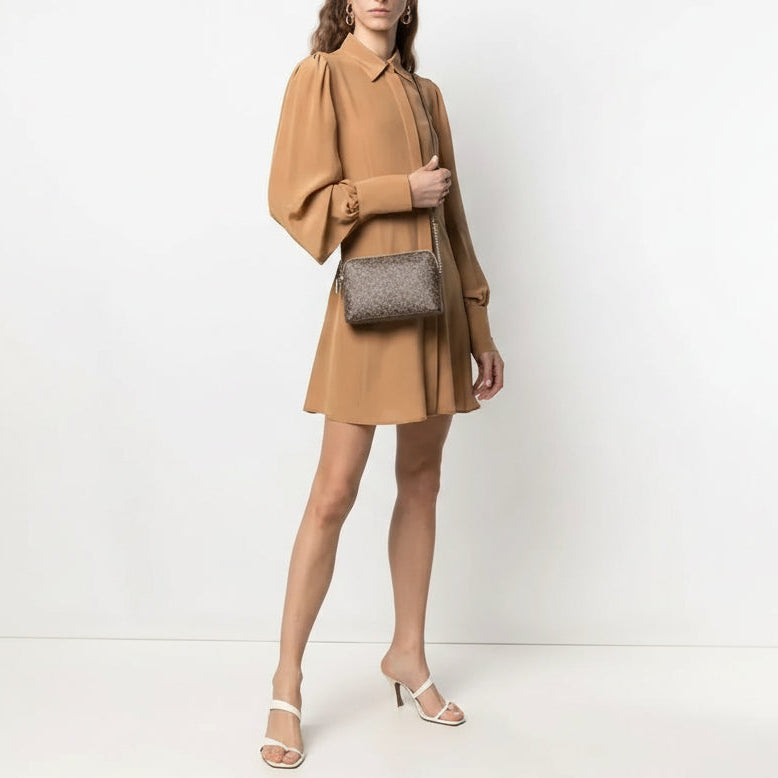 Bolsa Feminina Transversal com Alça de Couro e Corrente