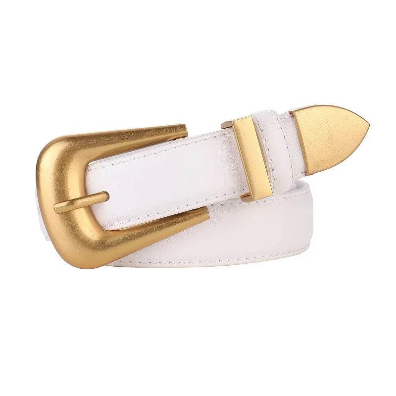 Cinto Feminino Liso com Fivela Dourada