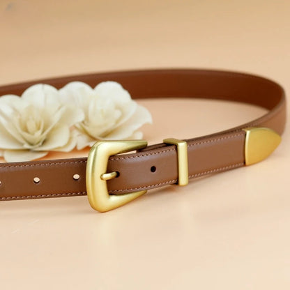 Cinto Feminino Liso com Fivela Dourada
