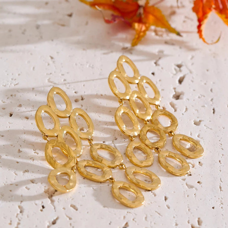 Brinco Feminino Dourado com Elos Ovais