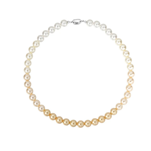 Colar de Pérolas Champanhe com Gradiente Branco Elegante