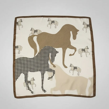 Lenço Feminino Estampado com Cavalo – Lenço Quadrado Elegante