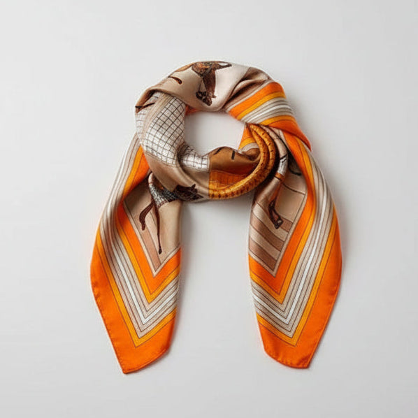Lenço Feminino Estampado com Cavalo – Lenço Quadrado Elegante