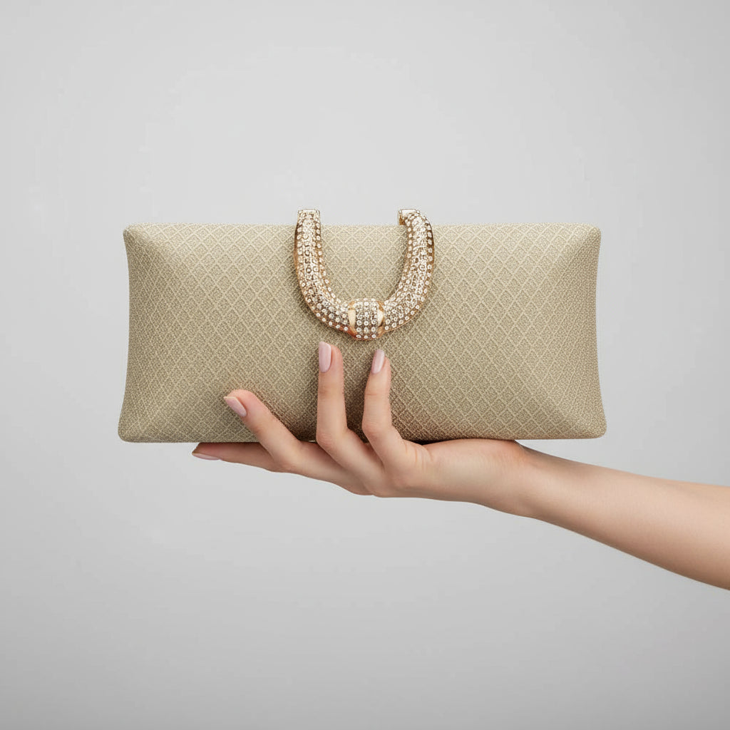 Bolsa Clutch de Festa com Alça de Strass