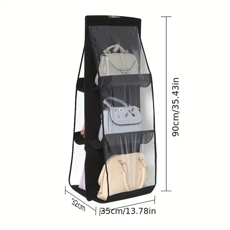 Organizador de Bolsa com Cabide – Porta Bolsas Suspenso com 6 Divisórias