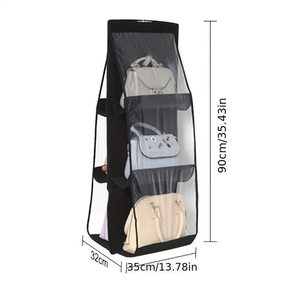 Organizador de Bolsa com Cabide – Porta Bolsas Suspenso com 6 Divisórias