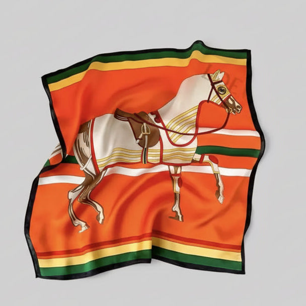 Lenço Feminino Estampado com Cavalo – Lenço Quadrado Elegante