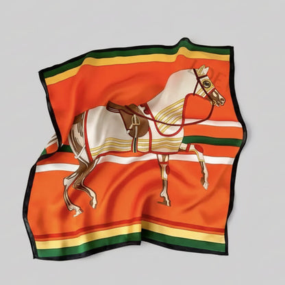 Lenço Feminino Estampado com Cavalo – Lenço Quadrado Elegante