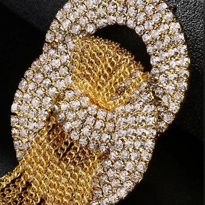 Brinco Longo Feminino Dourado com Correntes