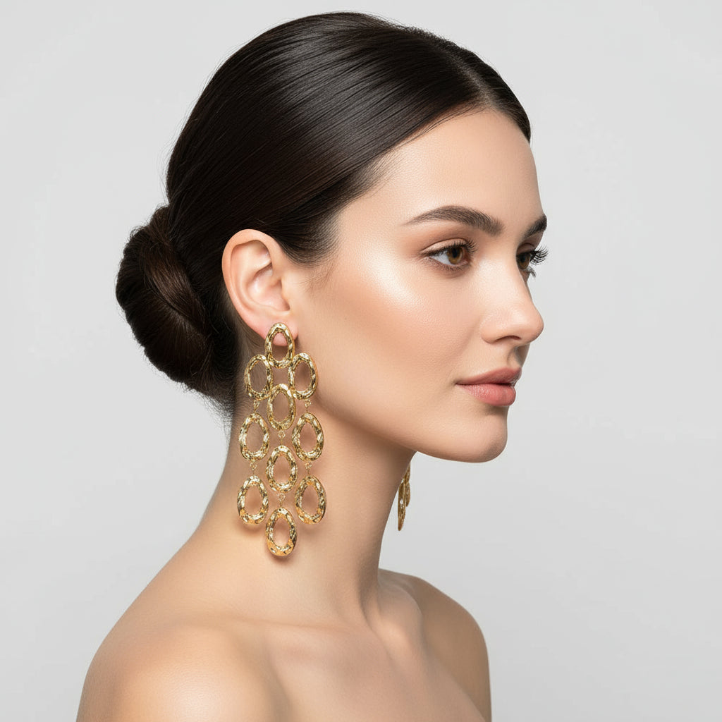 Brinco Feminino Dourado com Elos Ovais