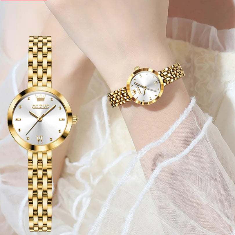 Relógio Feminino Dourado Olenys – Analógico com Pulseira de Metal
