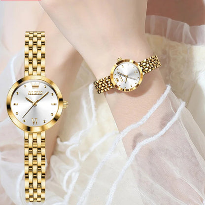 Relógio Feminino Dourado Olenys – Analógico com Pulseira de Metal