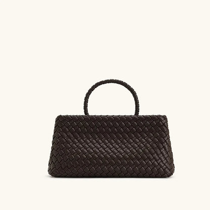 Bolsa Feminina de Mão Trançada com Detalhe Dourado